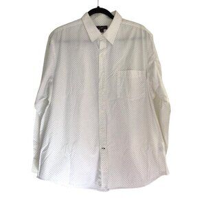 CLUB ROOM-MENS LONG SLEEVE BUTTON DOWN POLKA DOT WHOTE/BLACK SHIRT SIZE X-LARGE